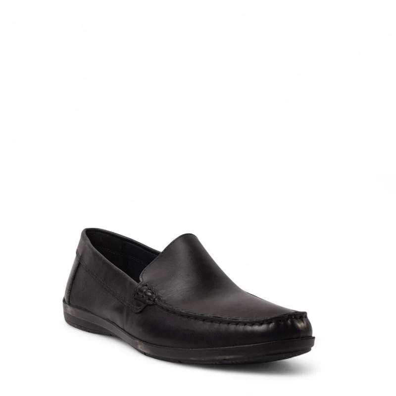 Italian Men Black Leather Espadrilles #4984