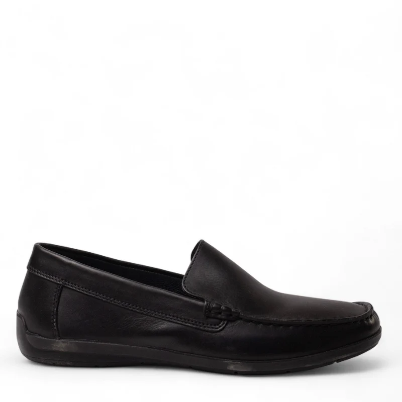 Italian Men Black Leather Espadrilles #4984