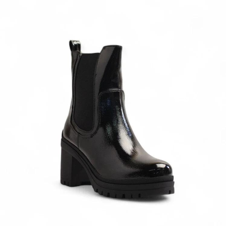 Europeon Union Women Black Vernis Leather Half Boot #3304