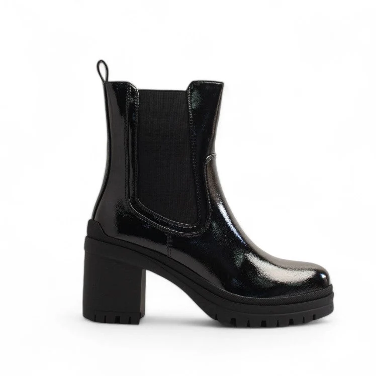 Europeon Union Women Black Vernis Leather Half Boot #3304