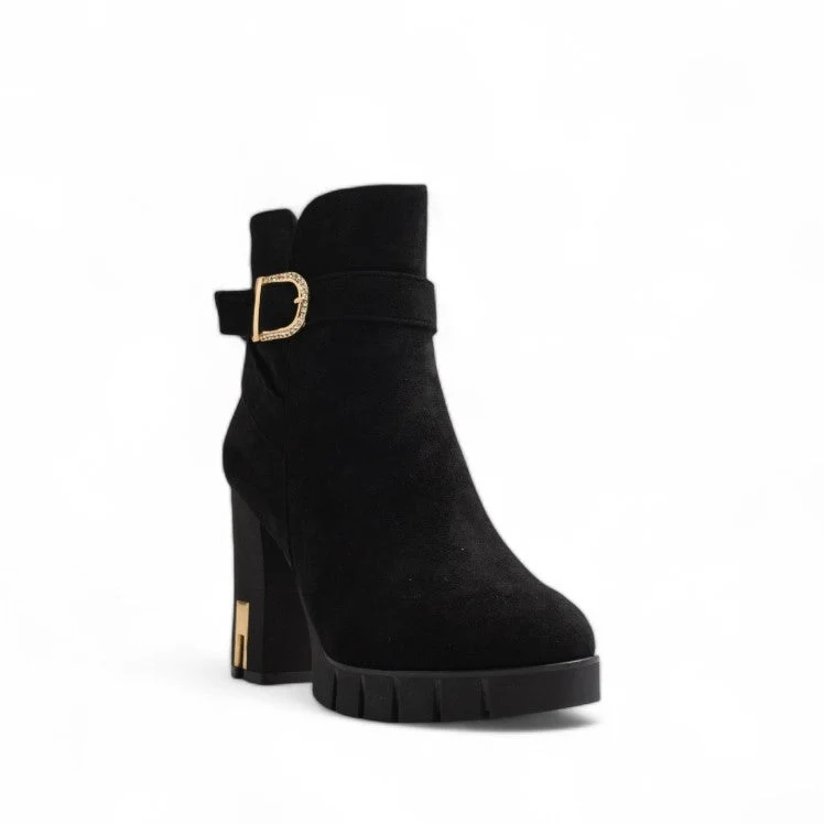 Europeon Union Women Black Chamois Half Boot #3305