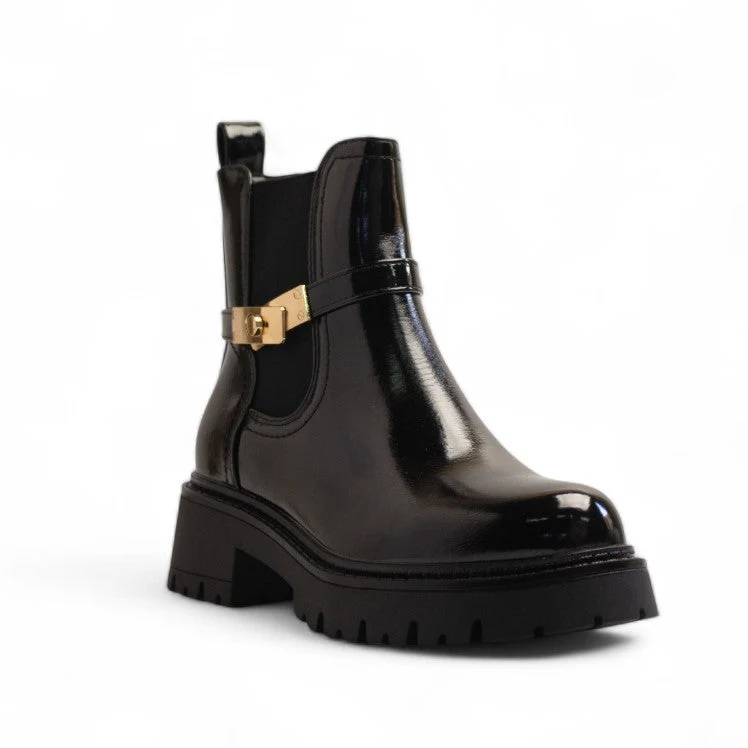 Europeon Union Women Black Vernis Leather Half Boot #3334