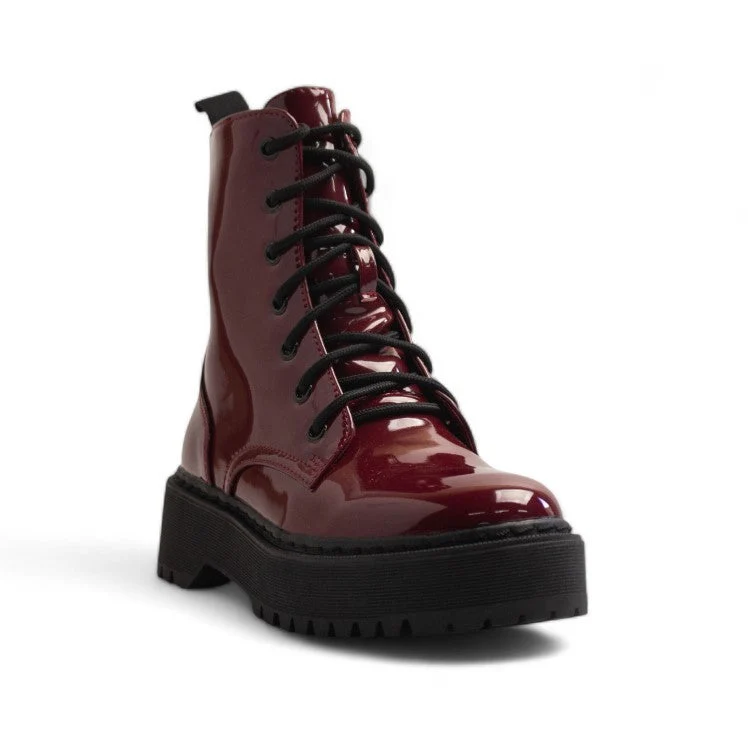 Europeon Union Women Maroon Vernis Leather Half Boot #3338