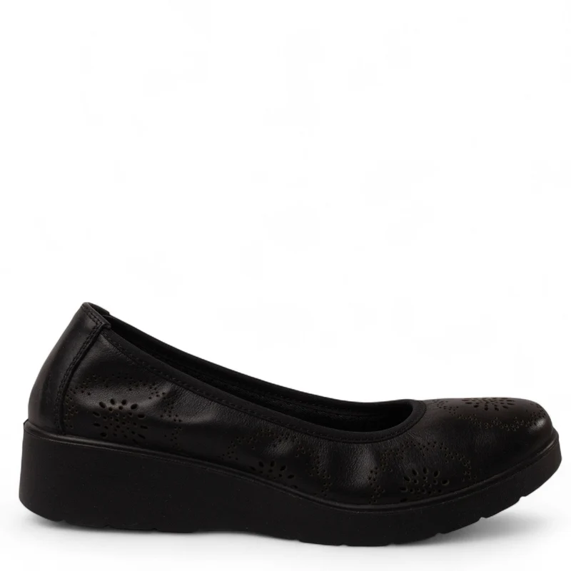 Italian Women Black Leather Espadrilles #4427