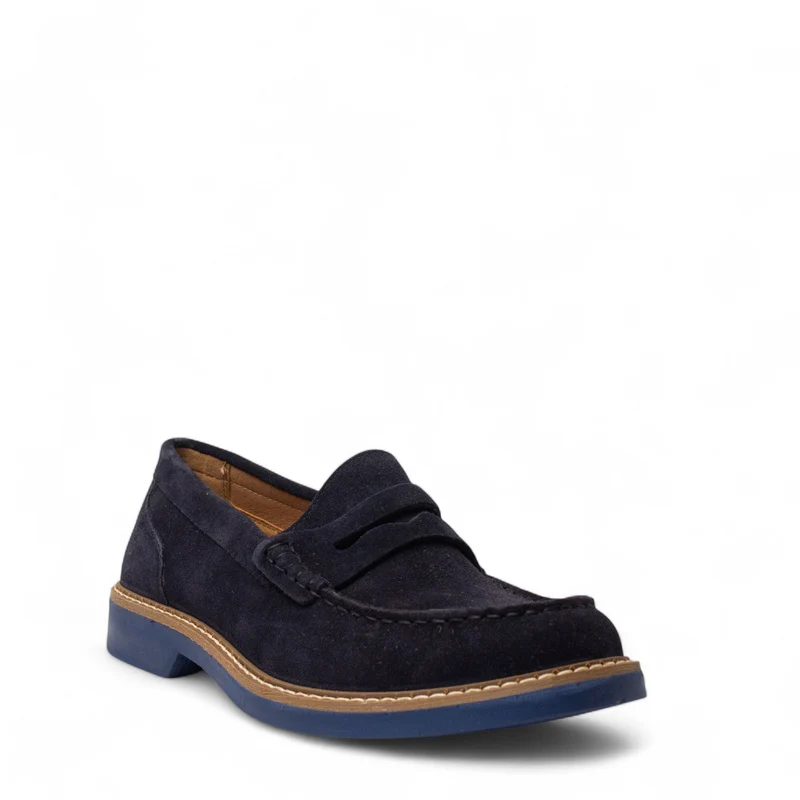 Italian Men Dark Blue Chamois Shoes #4979