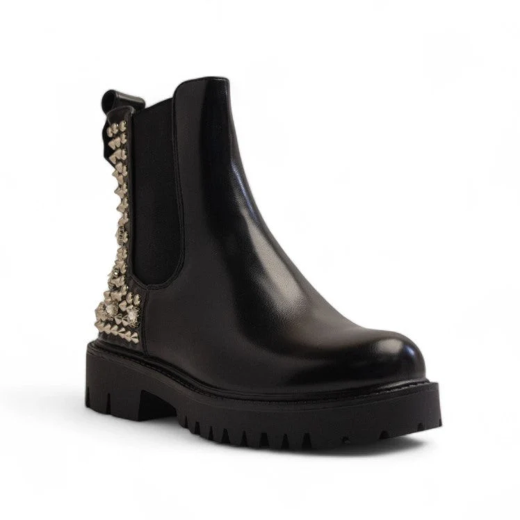 Europeon Union Women Black Leather Half Boot #3355