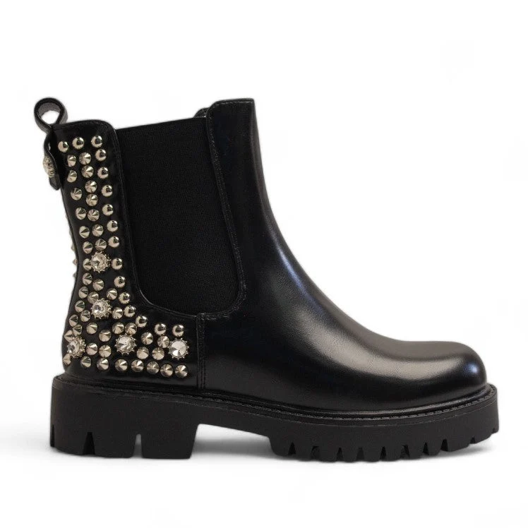 Europeon Union Women Black Leather Half Boot #3355
