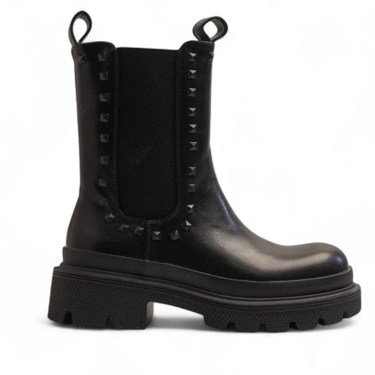 Europeon Union Women Black Leather Half Boot #3357