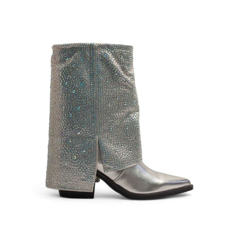 Europeon Union Women Silver Leather Half Boot #3387
