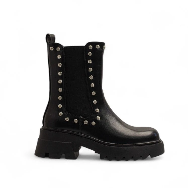Europeon Union Women Black Leather Half Boot #3389