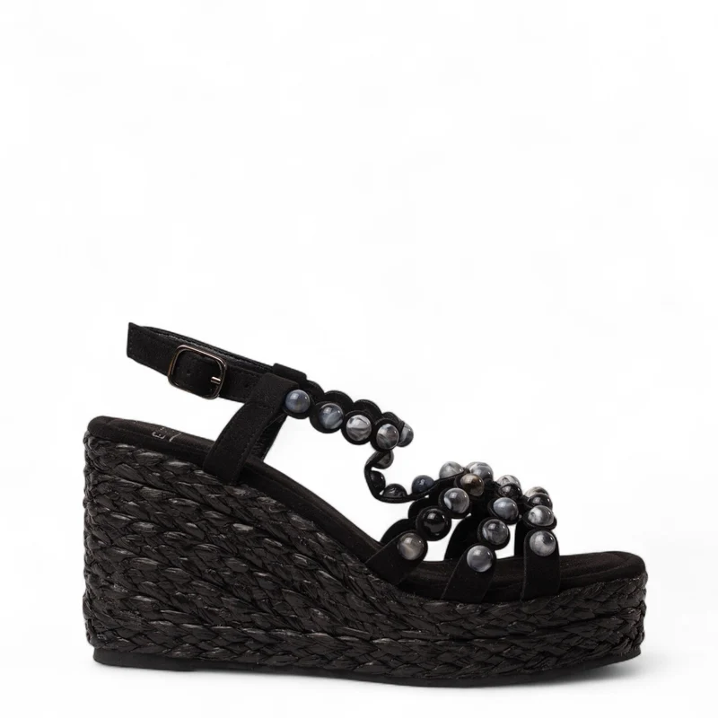 Europeon Union Women Black Chamois Sandal #4400