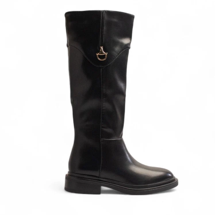 Europeon Union Women Black Leather Boot #3459