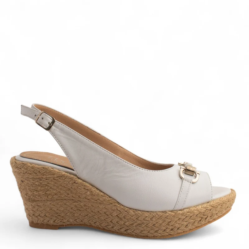 Women white Leather Sandal #3812