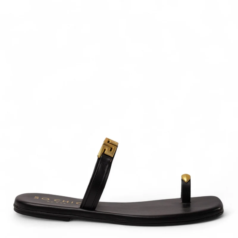 Europeon Union Women Black Leather Slipper #4379