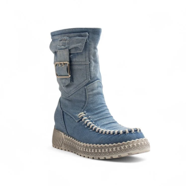 Europeon Union Women Blue Jeans Half Boot #3395