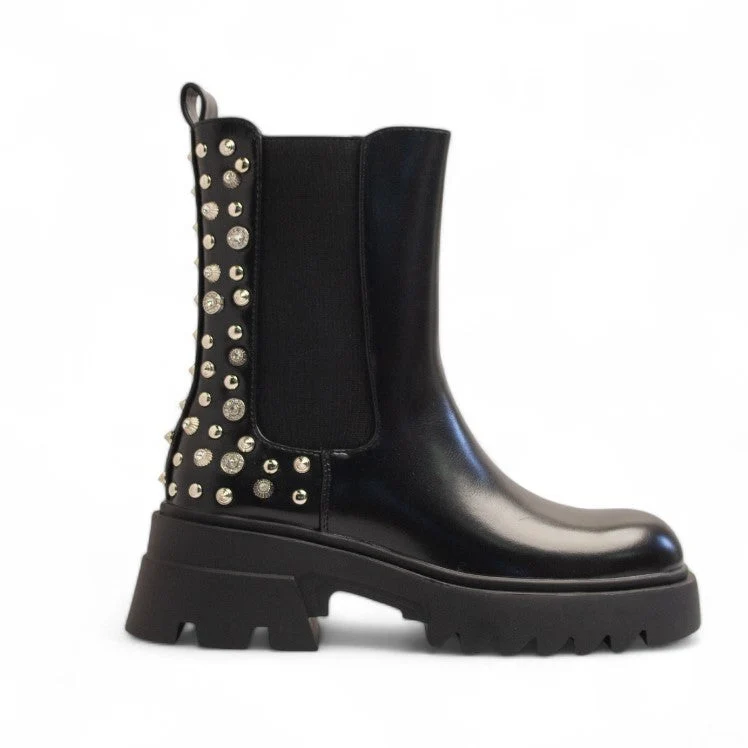 Europeon Union Women Black Leather Half Boot #3404