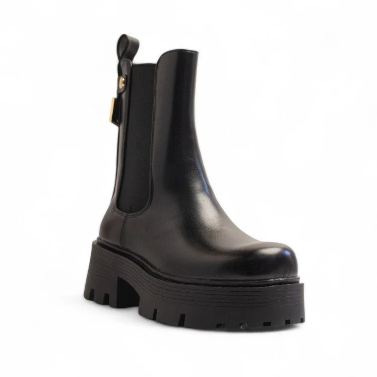Europeon Union Women Black Leather Half Boot #3405