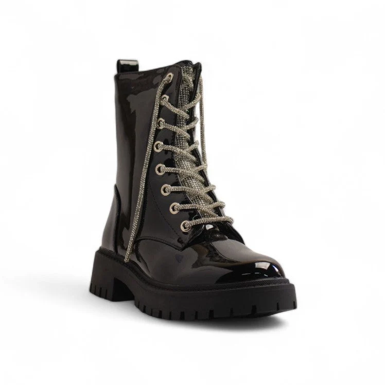 Europeon Union Women Black Vernis Leather Half Boot #3437