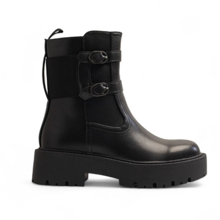 Europeon Union Women Black Leather Half Boot #3441