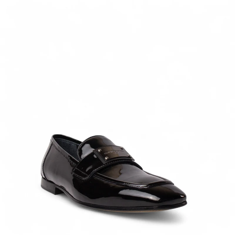 Italian Men Black Vernis Leather Shoes #4956