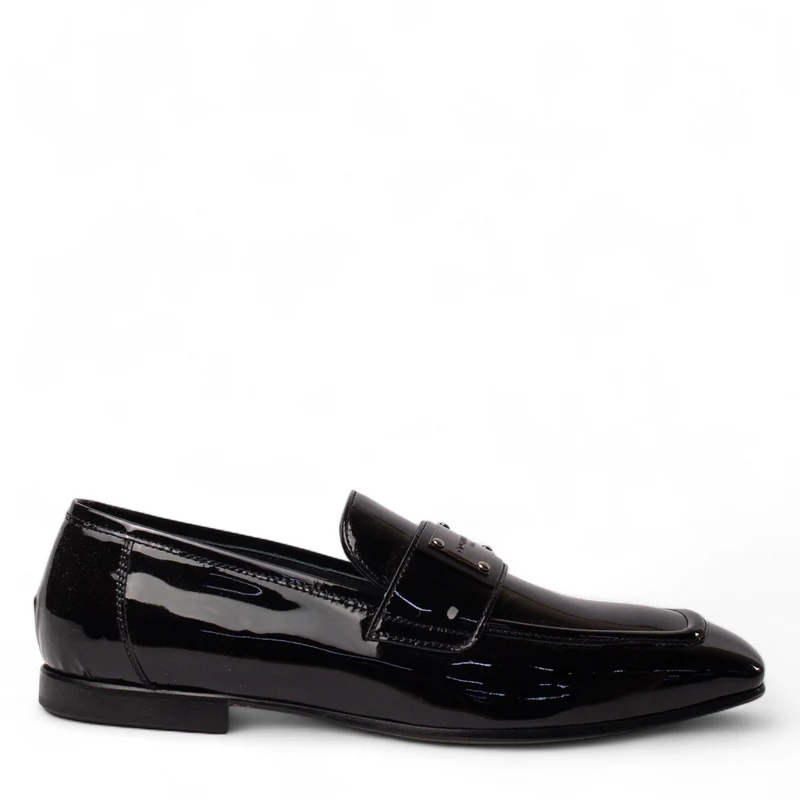 Italian Men Black Vernis Leather Shoes #4956