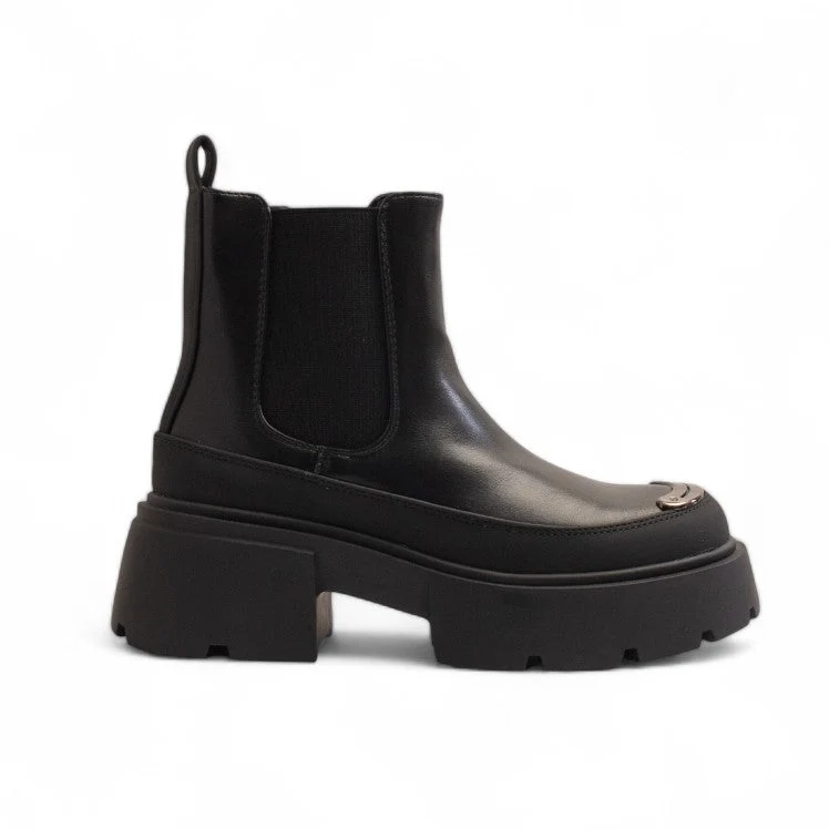 Europeon Union Women Black Leather Half Boot #3451