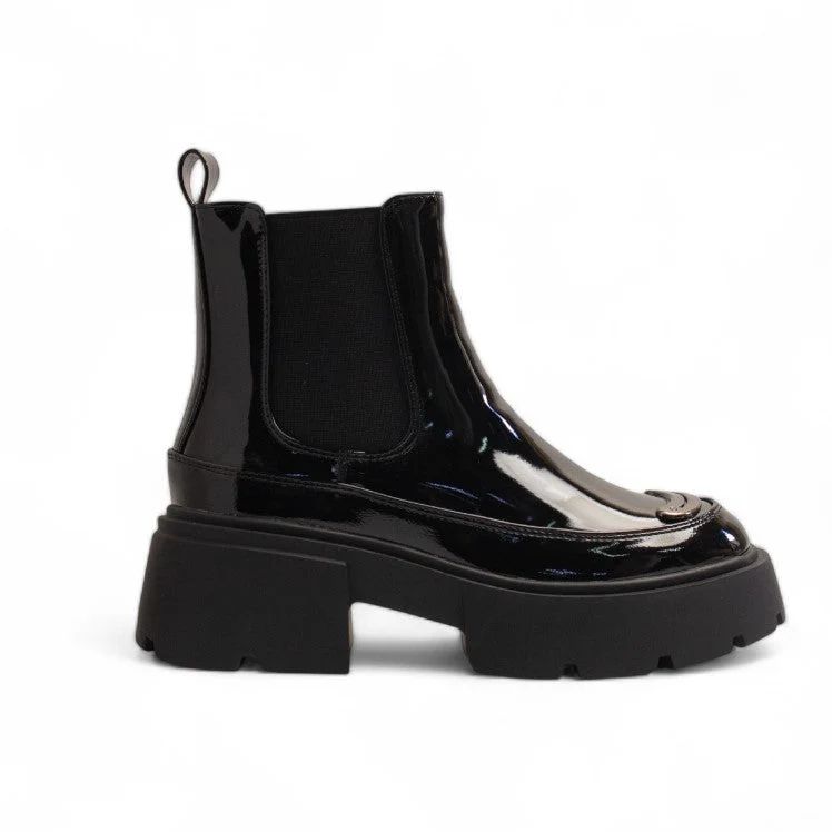 Europeon Union Women Black Vernis Leather Half Boot #3452