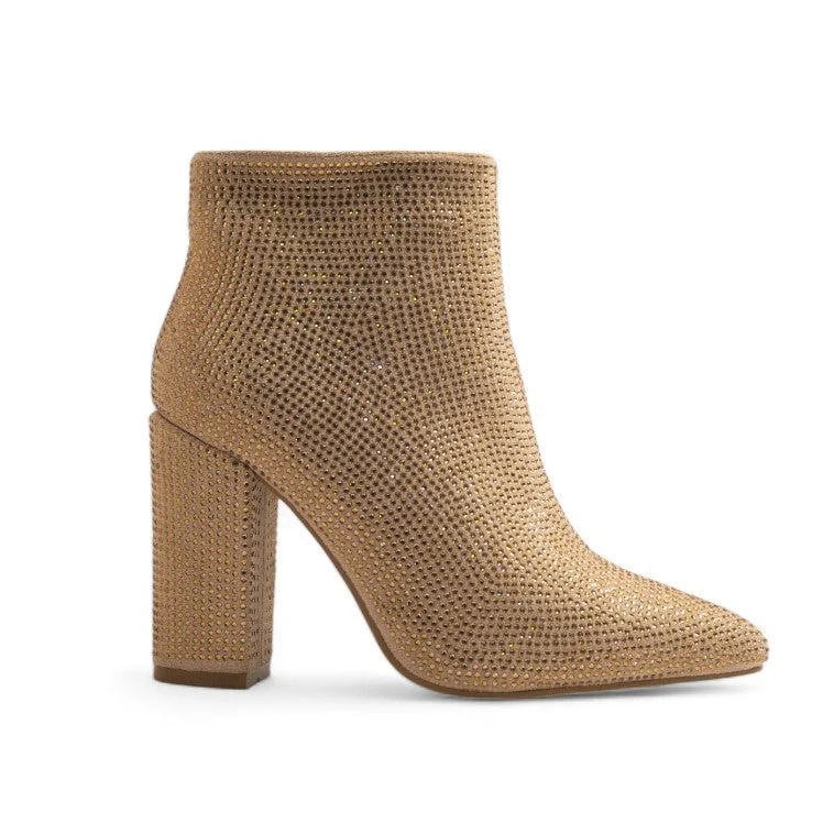 Europeon Union Women Gold Glitter Half Boot #3480