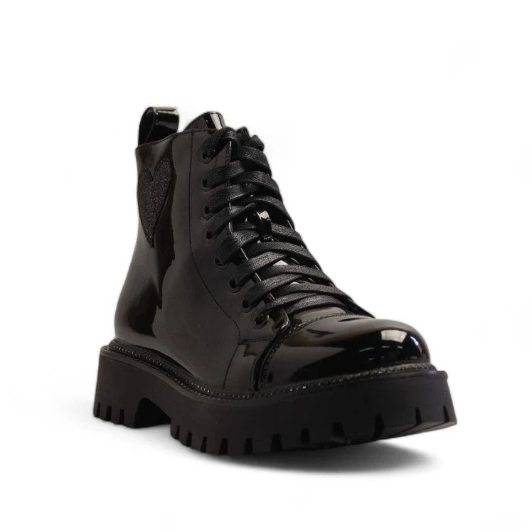 Europeon Union Women Black Vernis Leather Half Boot #3488