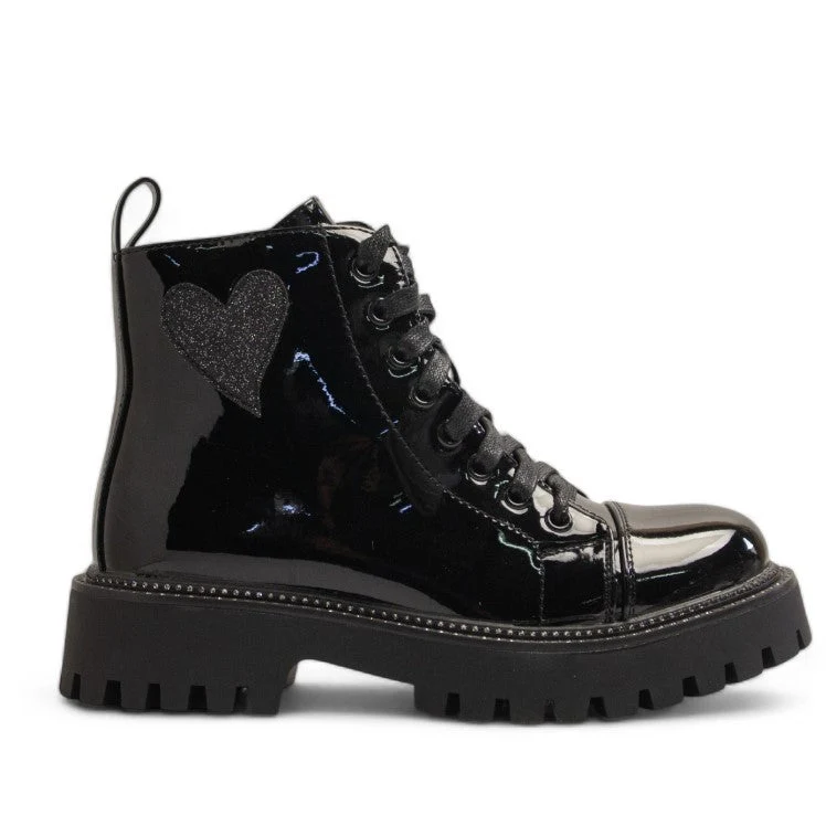 Europeon Union Women Black Vernis Leather Half Boot #3488