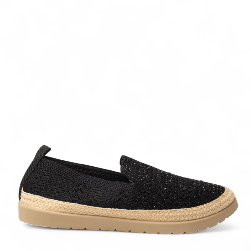 Europeon Union Women Black Cloth Espadrilles #4367