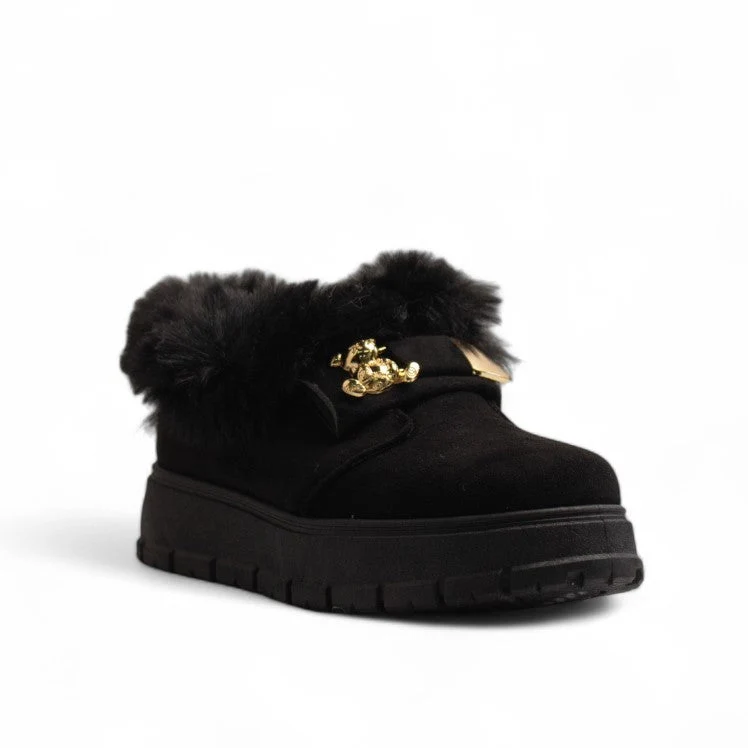 Europeon Union Women Black Chamois Shoes #3498