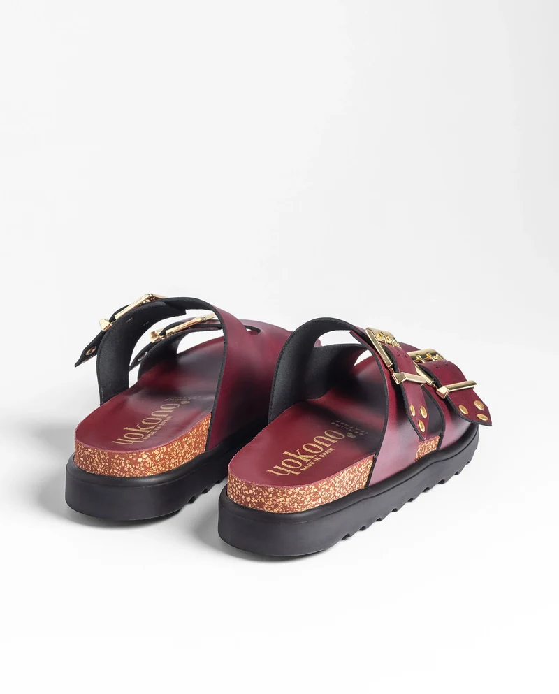 TUNEZ-262 Sandalia plana ALASKA burdeos