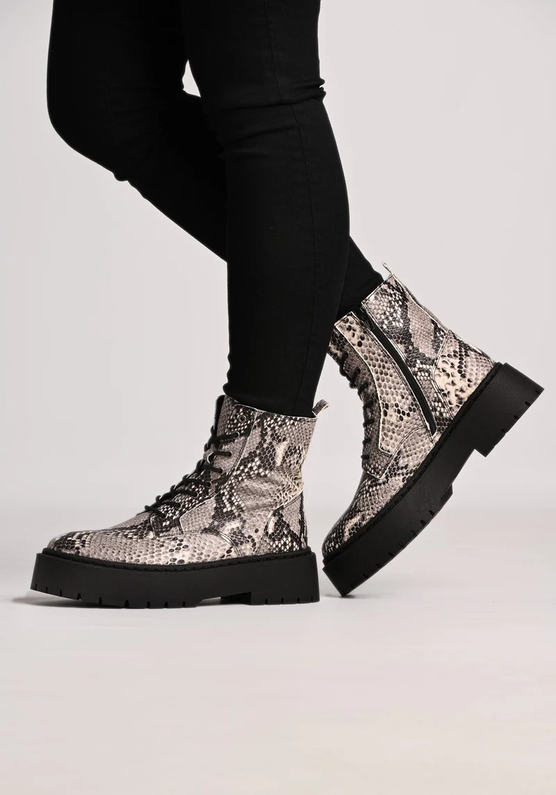 Mary Boot Pitton black/white snake