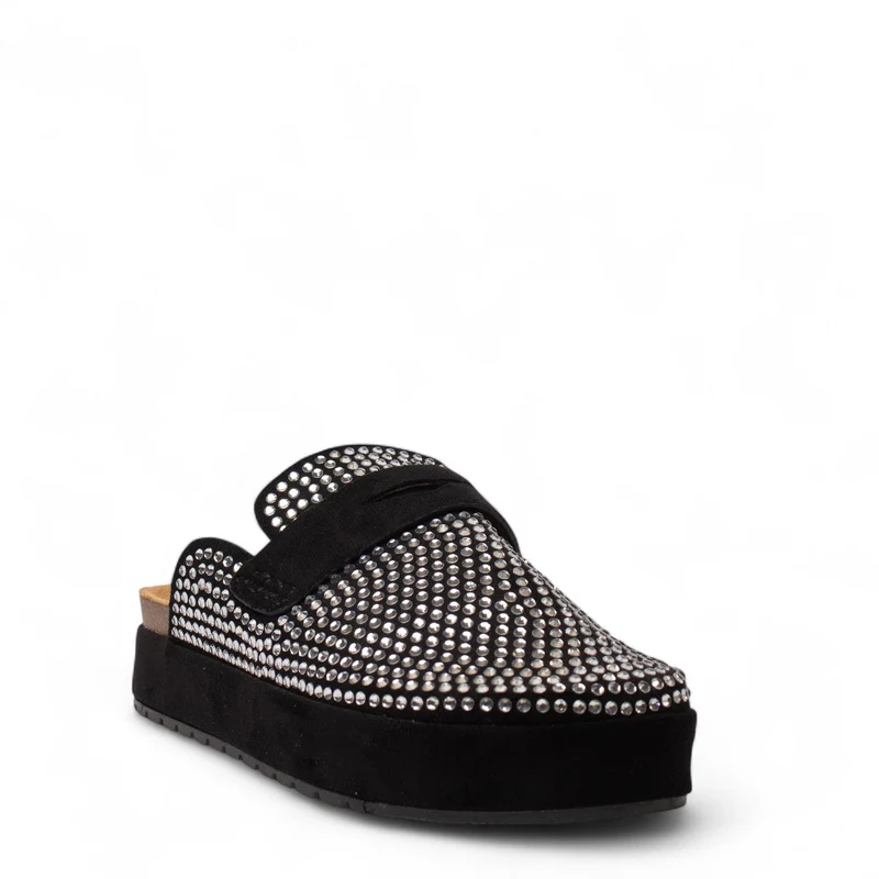 Europeon Union Women Black Chamois Mules #4343