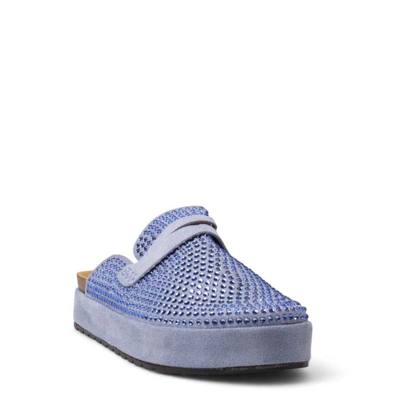 Europeon Union Women Light Blue Chamois Mules #4339