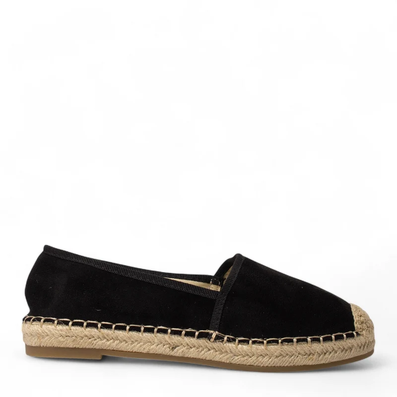 Europeon Union Women Black Chamois Espadrilles #4333