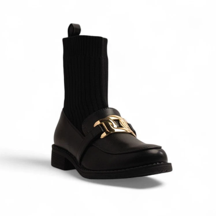 Europeon Union Women Black Leather Half Boot #3584