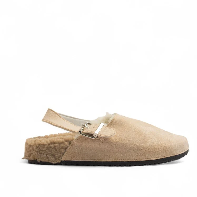 Europeon Union Women Off White Chamois Mules #3226