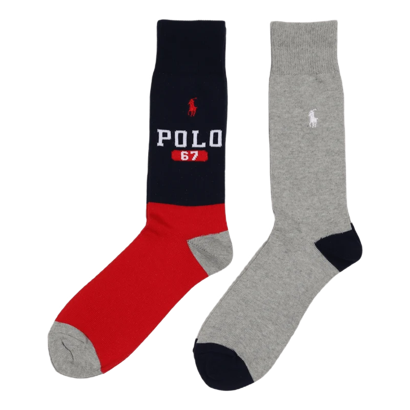 Color-Blocked Crew Sock 2-Pack 2Pk Nvy Red/Andover Htr