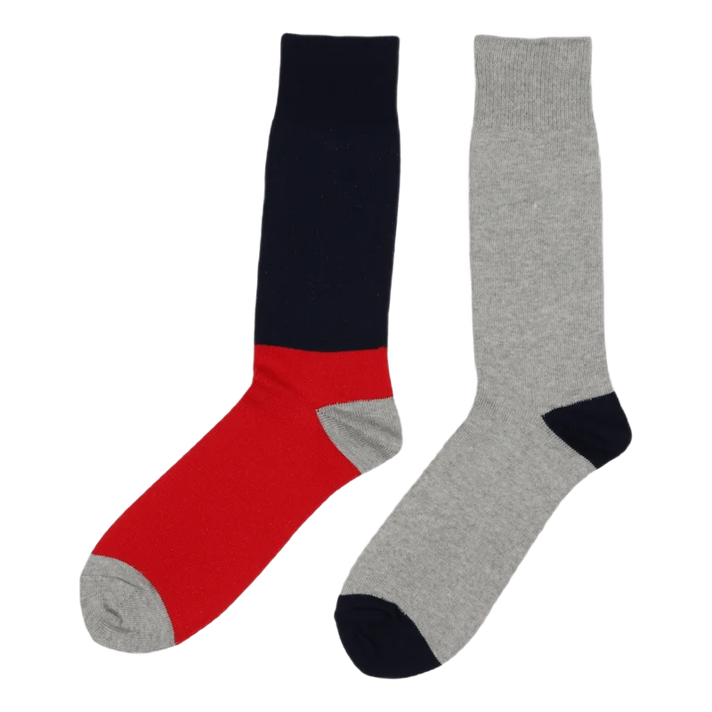 Color-Blocked Crew Sock 2-Pack 2Pk Nvy Red/Andover Htr