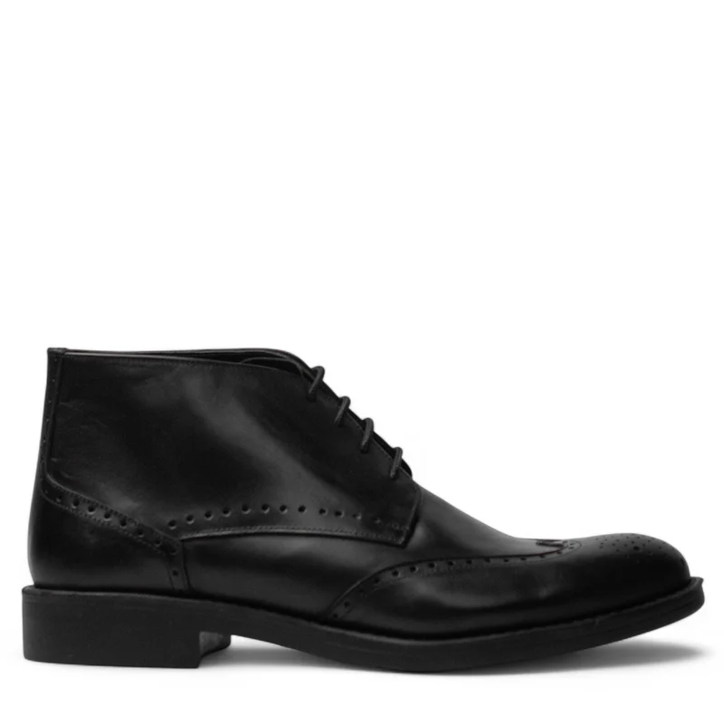 Men Black Leather HalfBoot #4755