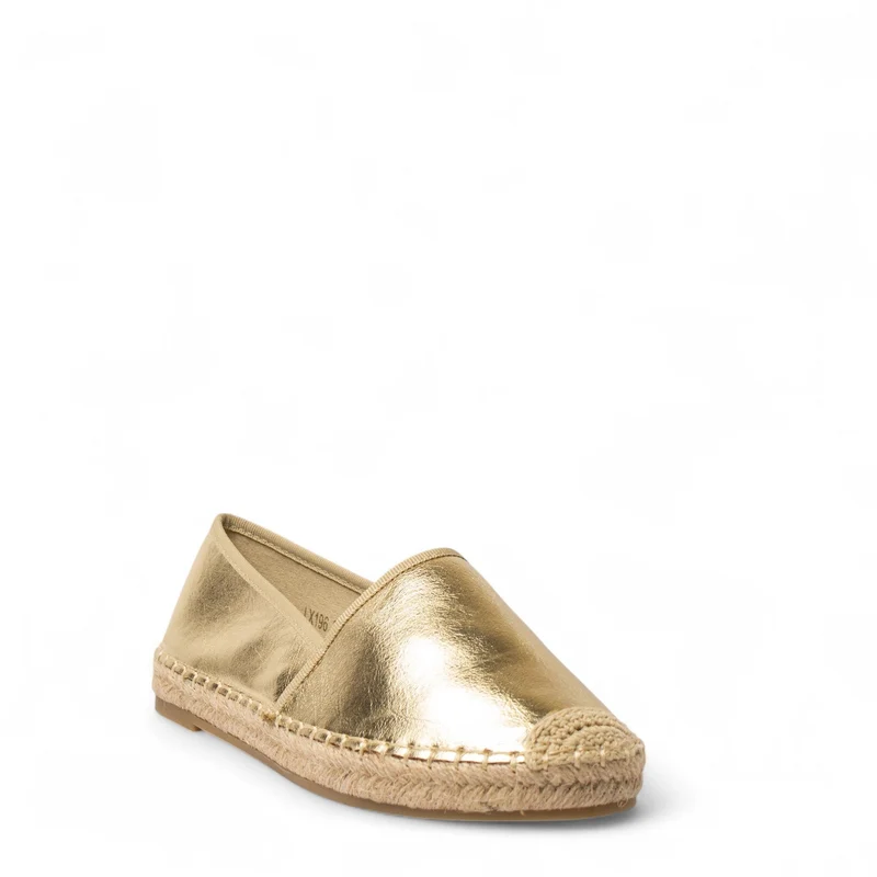 Europeon Union Women Gold Leather Espadrilles #4331