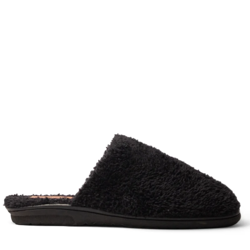 Men Black Fur Slipper #4765