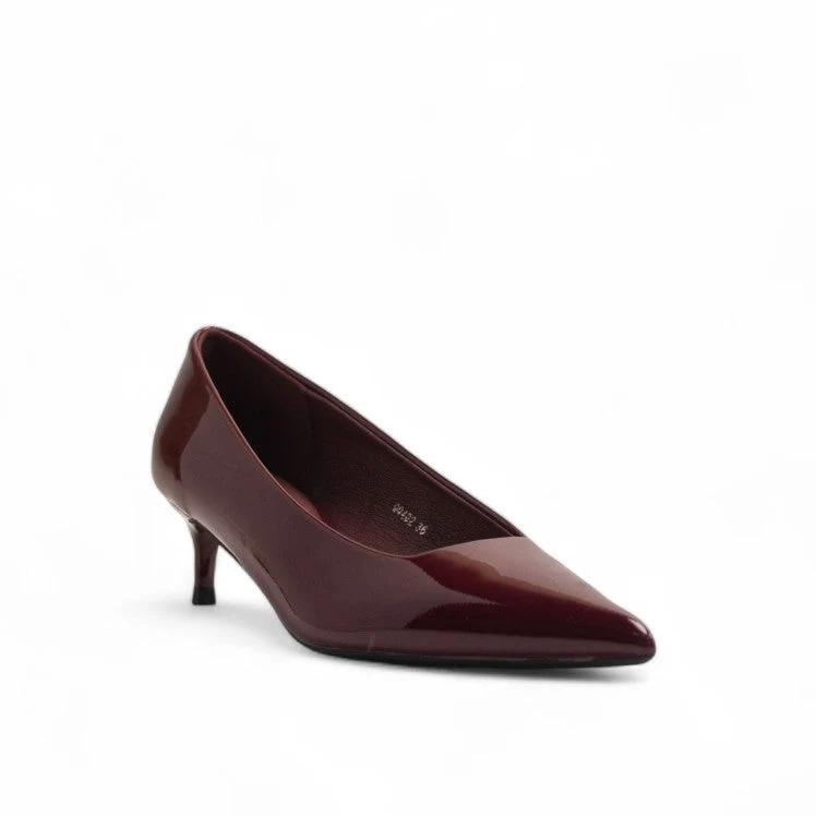Europeon Union Women Maroon Vernis Leather Heels #3204