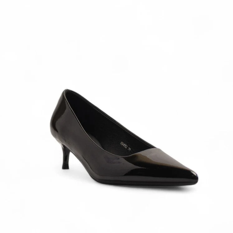 Europeon Union Women Black Vernis Leather Heels #3205