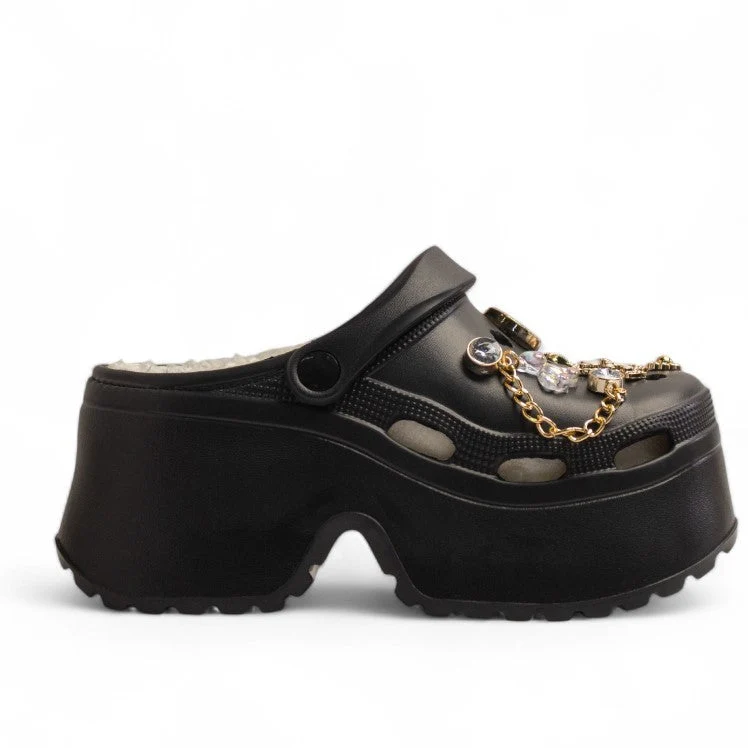 Europeon Union Women Black Plastic Winter Slipper #3493