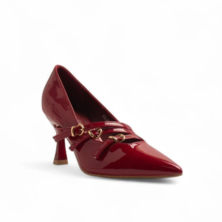 Europeon Union Women Red Vernis Leather Soiree #3152