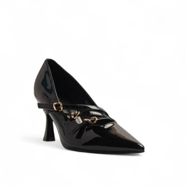 Europeon Union Women Black Vernis Leather Soiree #3153