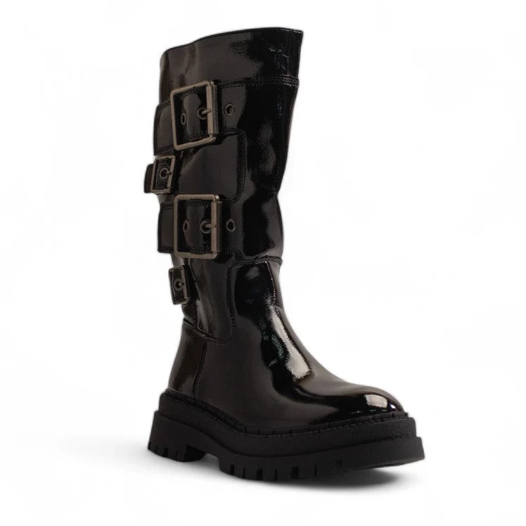 Europeon Union Women Black Vernis Leather Boot #3447